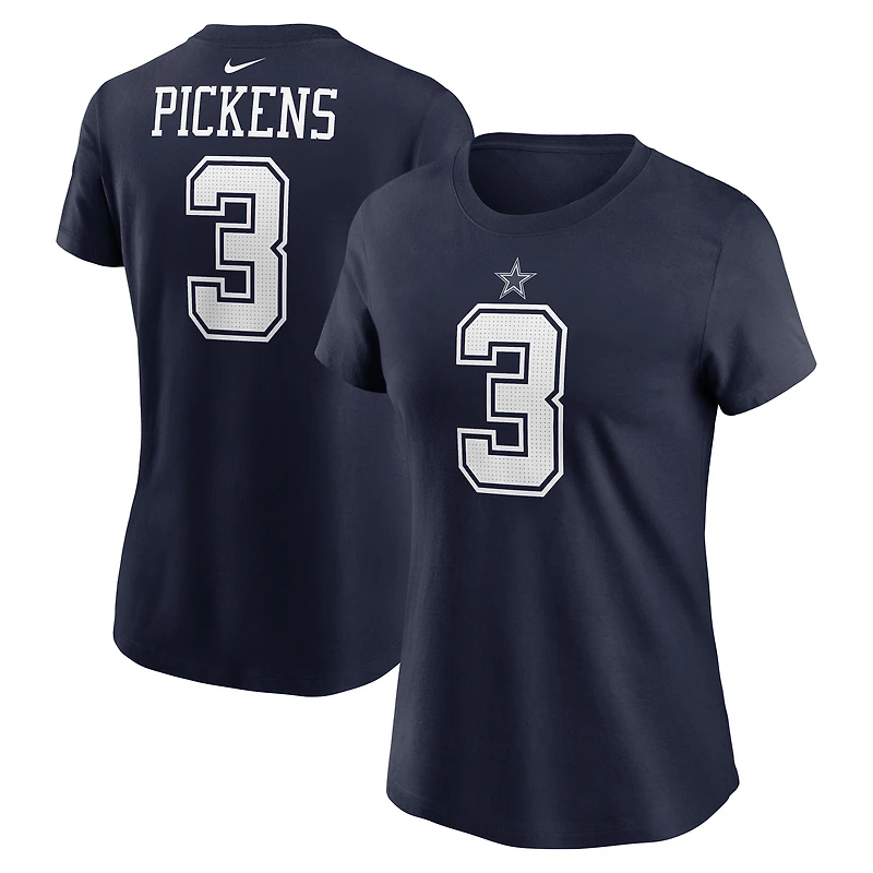 T-shirt Nike George Pickens bleu marine pour femme avec nom et numéro de joueur des Cowboys Dallas