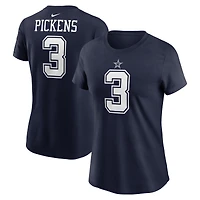 T-shirt Nike George Pickens bleu marine pour femme avec nom et numéro de joueur des Cowboys Dallas