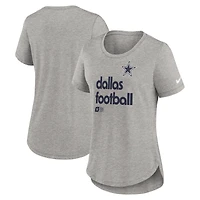 T-shirt Nike gris chiné pour femme Dallas Cowboys Team Shout-Out Tri-Blend