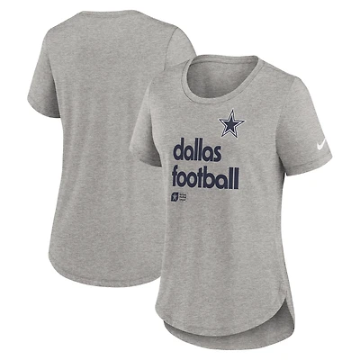 Women's Nike Heather Gray Dallas Cowboys Team Shout-Out Tri-Blend T-Shirt