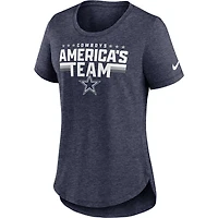 Women's Nike Heather Navy Dallas Cowboys Local Fashion Tri-Blend T-Shirt