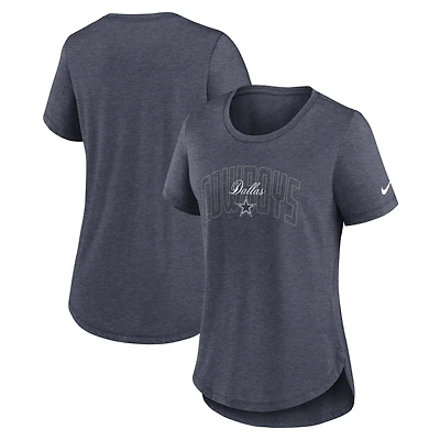 T-shirt Nike Heather Navy Dallas Cowboys Primetime Backfield pour femme, mélange de trois matières