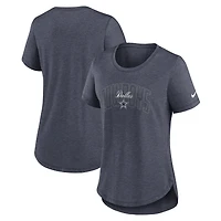 T-shirt Nike Heather Navy Dallas Cowboys Primetime Backfield pour femme, mélange de trois matières