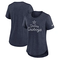 T-shirt Nike bleu marine chiné Dallas Cowboys Tri-Blend pour femme