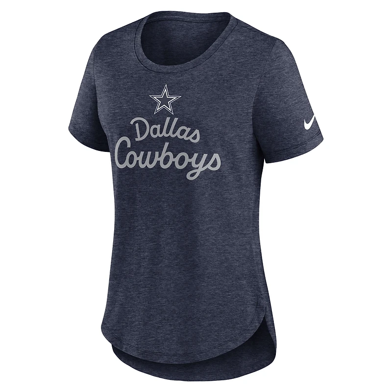 T-shirt Nike bleu marine chiné Dallas Cowboys Tri-Blend pour femme
