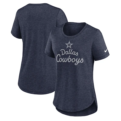 T-shirt Nike bleu marine chiné Dallas Cowboys Tri-Blend pour femme