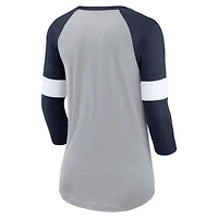 Women's Nike Heathered Gray/Navy Dallas Cowboys Football Pride Slub - 3/4 Raglan Sleeve T-Shirt