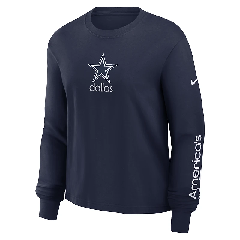 Women's Nike Navy Dallas Cowboys Boxy Long Sleeve T-Shirt