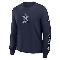 Women's Nike Navy Dallas Cowboys Boxy Long Sleeve T-Shirt