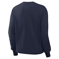 T-shirt à manches longues Nike pour femmes, bleu marine, Dallas Cowboys Boxy