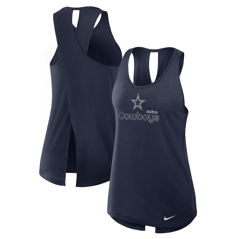 Women's Nike Navy Dallas Cowboys Open-Back Crisscross Dri-FIT Tank Top