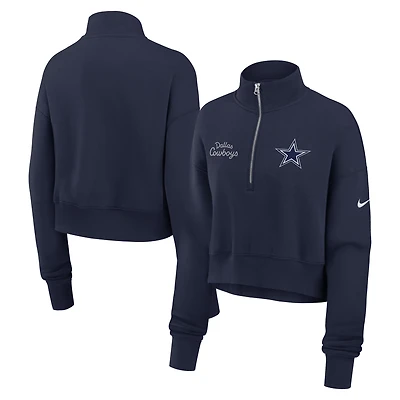 Sweat-shirt Nike bleu marine à demi-zip Phoenix des Cowboys de Dallas pour femme