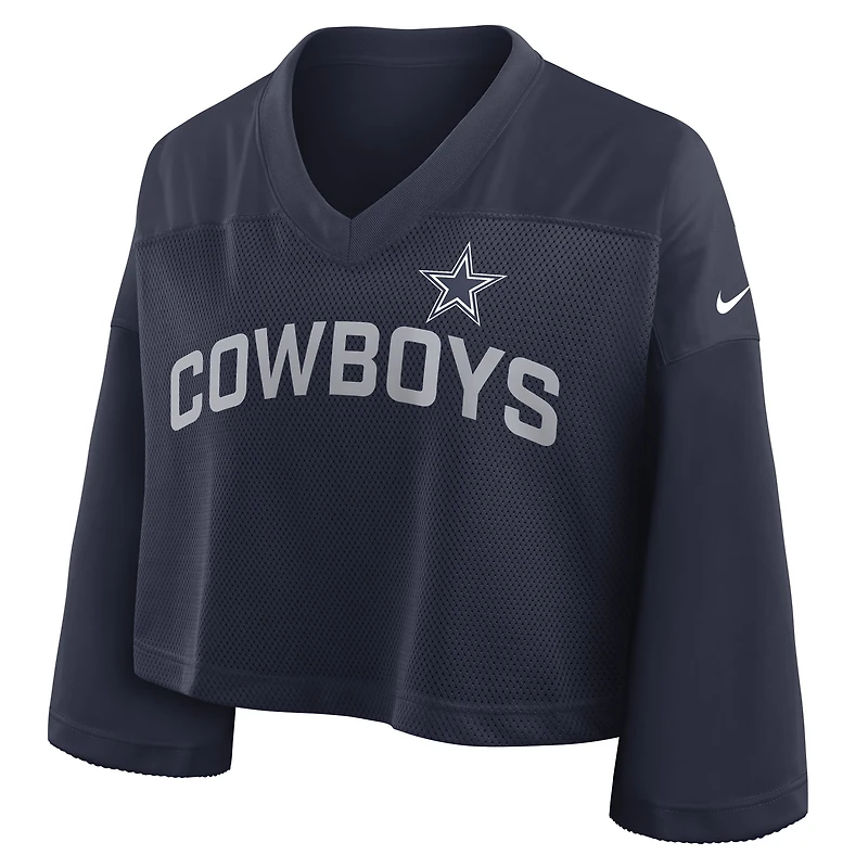 Women's Nike Navy Dallas Cowboys Primetime Cropped Mesh Dri-FIT Fashion Jersey