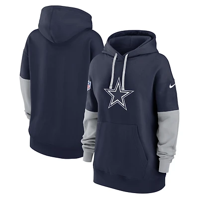 Sweat à capuche Nike bleu marine Dallas Cowboys Sideline Essential pour femme