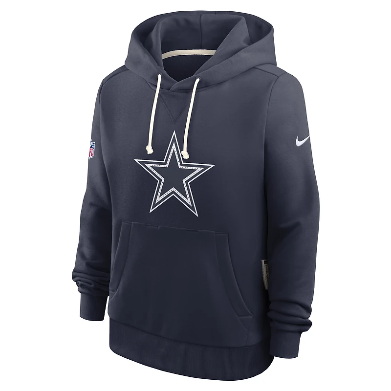 Sweat à capuche Nike bleu marine Dallas Cowboys Sideline Standard Issue Initial Home Dri-FIT pour femme