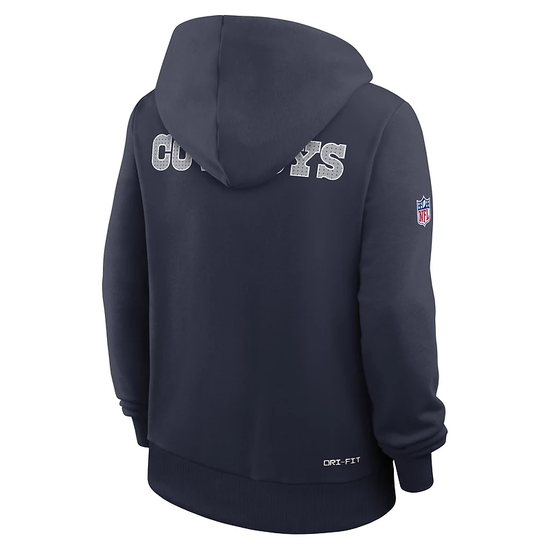 Sweat à capuche Nike bleu marine Dallas Cowboys Sideline Standard Issue Initial Home Dri-FIT pour femme