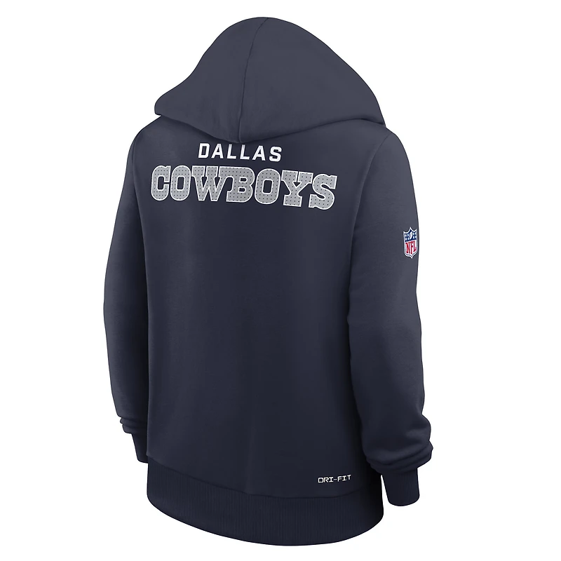 Sweat à capuche Nike bleu marine Dallas Cowboys Sideline Standard Issue Initial Home Dri-FIT pour femme