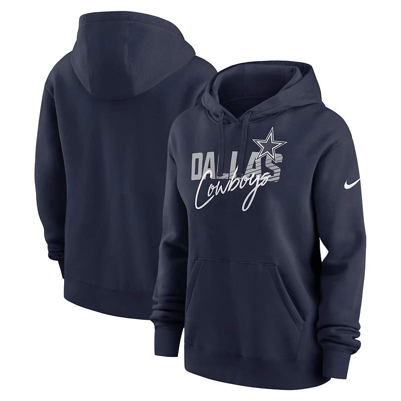 Sweat à capuche Nike Dallas Cowboys Wordmark Club Fleece bleu marine pour femme