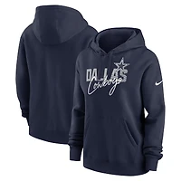 Sweat à capuche Nike Dallas Cowboys Wordmark Club Fleece bleu marine pour femme