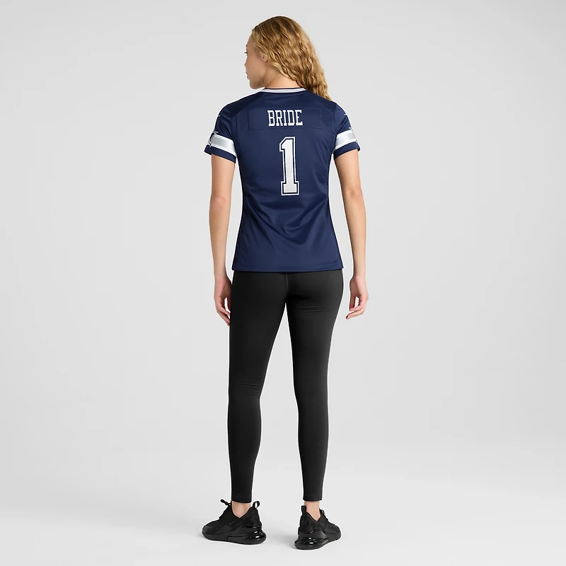Maillot de match des Dallas Cowboys Nike numéro 1 Bride pour femme, bleu marine