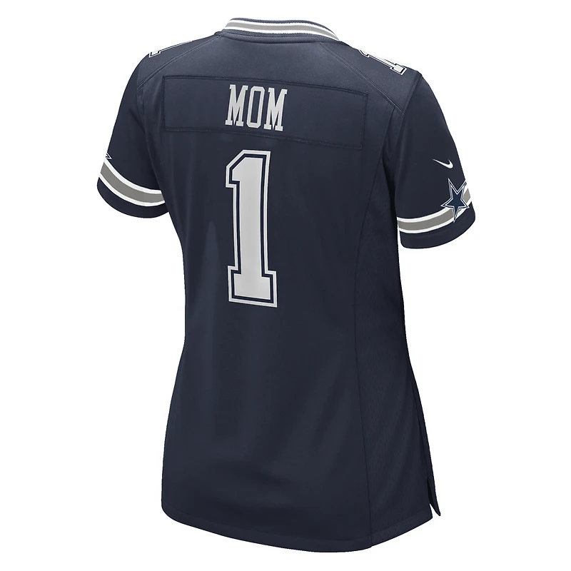 Maillot de match des Dallas Cowboys Nike numéro 1 Mom bleu marine pour femme