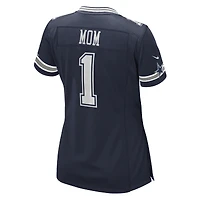 Maillot de match des Dallas Cowboys Nike numéro 1 Mom bleu marine pour femme