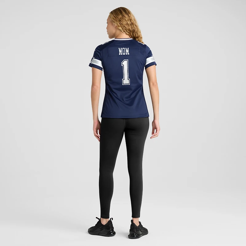 Maillot de match des Dallas Cowboys Nike numéro 1 Mom bleu marine pour femme