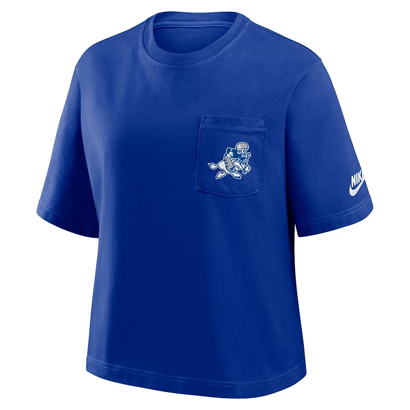 Women's Nike Royal Dallas Cowboys Rewind Pocket Boxy T-Shirt