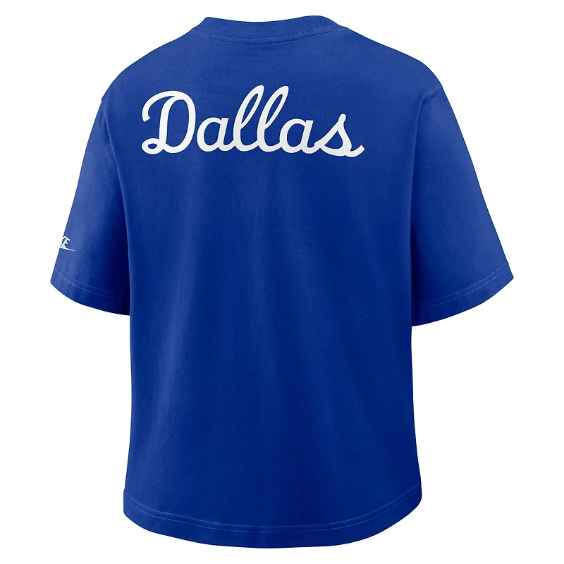 Women's Nike Royal Dallas Cowboys Rewind Pocket Boxy T-Shirt