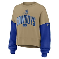 Women's Nike Tan Dallas Cowboys Oversized Rewind Pullover Sweatshirt