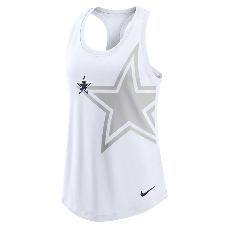 Débardeur Nike Dallas Cowboys Tri-Blend Racerback pour femme - Blanc