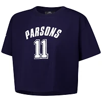 Women's Pro Standard Micah Parsons Navy Dallas Cowboys Player Name & Number Cropped Boxy T-Shirt