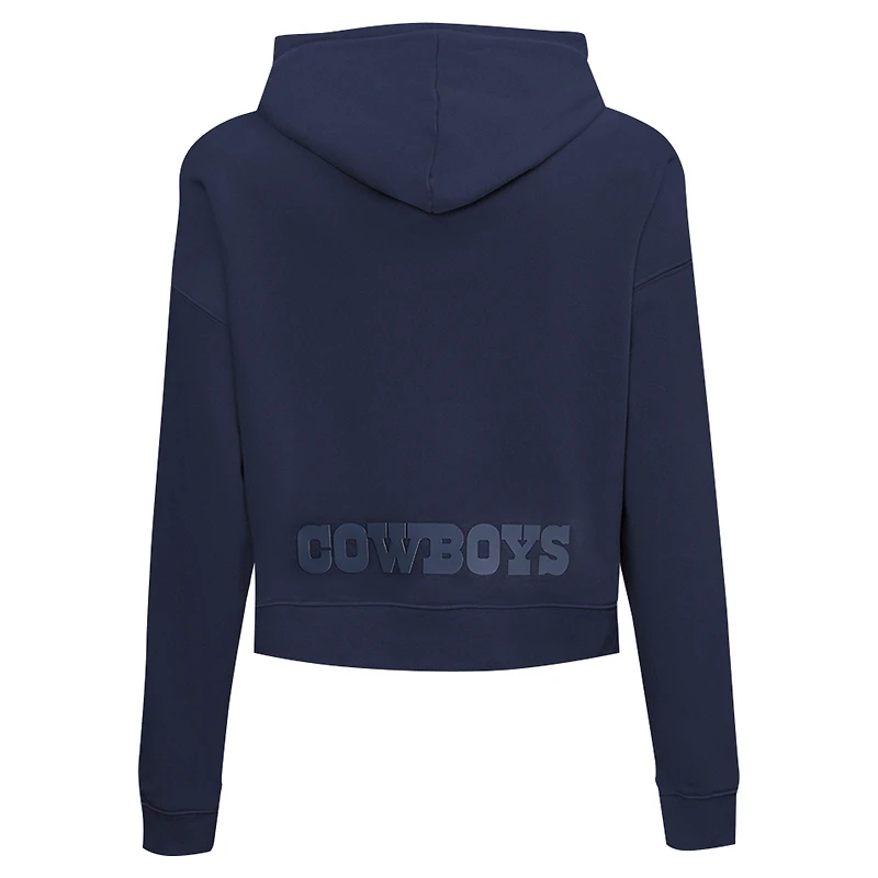 Sweat à capuche court imprimé de bijoux Dallas Cowboys Pro Standard pour femme, bleu marine