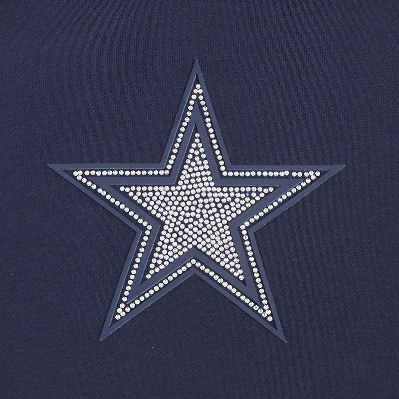 Sweat à capuche court imprimé de bijoux Dallas Cowboys Pro Standard pour femme, bleu marine