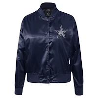 Women's Pro Standard Navy Dallas Cowboys Jeweled Satin Full-Snap Jacket