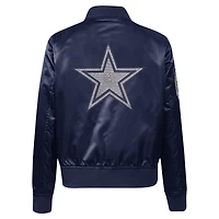 Women's Pro Standard Navy Dallas Cowboys Jeweled Satin Full-Snap Jacket