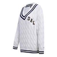 Women's Pro Standard  White Dallas Cowboys Prep V-Neck Pullover Sweater