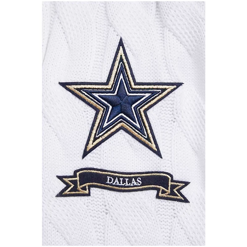 Women's Pro Standard  White Dallas Cowboys Prep V-Neck Pullover Sweater