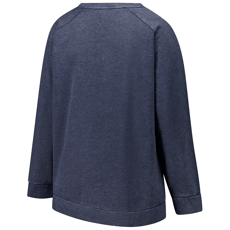 Sweat-shirt raglan délavé à l'acide pour femme, bleu marine, grande taille, des Cowboys de Dallas