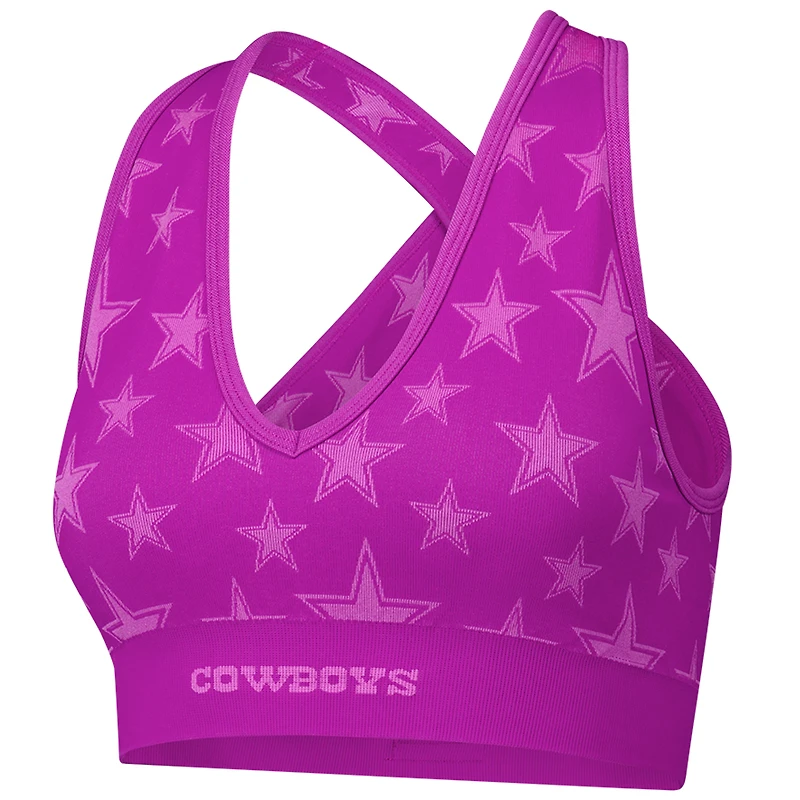Ensemble en tricot violet Dallas Cowboys sans coutures avec soutien-gorge et legging pour femme