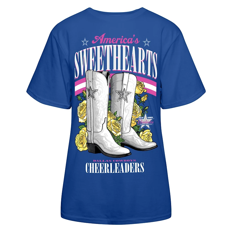 T-shirt pour femme avec bottes en cœur des pom-pom girls Cowboys de Dallas Royal