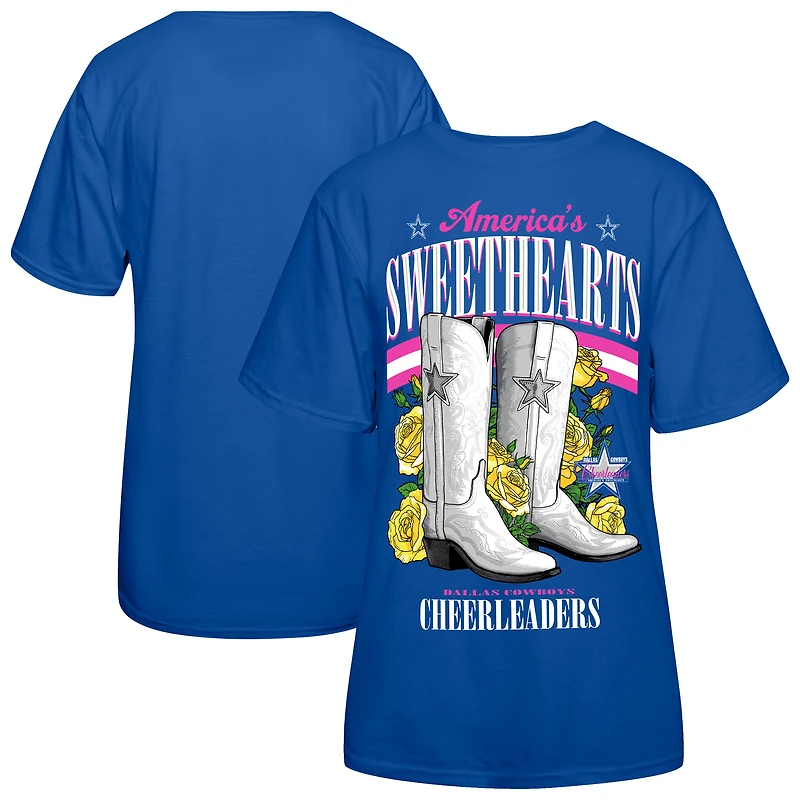 T-shirt pour femme avec bottes en cœur des pom-pom girls Cowboys de Dallas Royal
