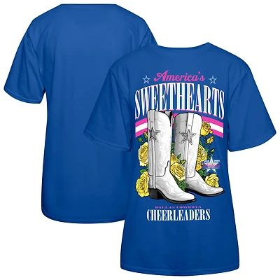 T-shirt pour femme avec bottes en cœur des pom-pom girls Cowboys de Dallas Royal