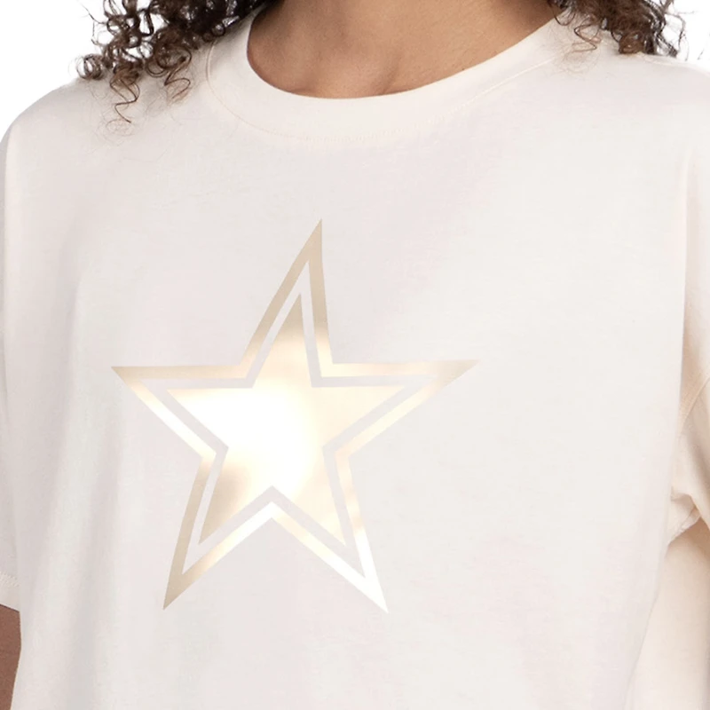 Women's Starter Cream Dallas Cowboys Pastel Travel Boxy Cropped T-Shirt