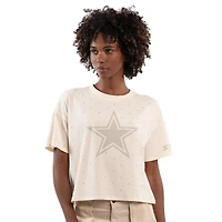 Women's Starter Cream Dallas Cowboys Rhinestone Sprinkle Boxy Cropped T-Shirt