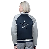 Women's Starter Navy/Silver Dallas Cowboys Satin Full-Snap Vintage Varsity Jacket