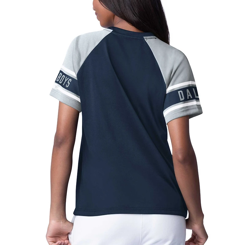 Haut raglan à blocs de couleurs pour femme Starter Navy Dallas Cowboys 1st Rounder