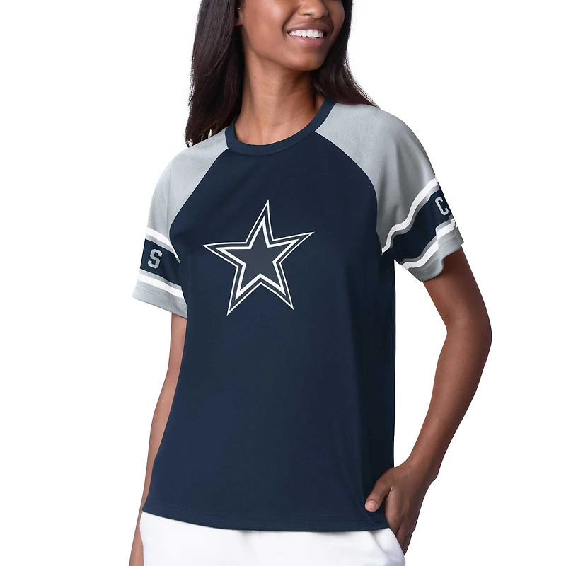 Haut raglan à blocs de couleurs pour femme Starter Navy Dallas Cowboys 1st Rounder