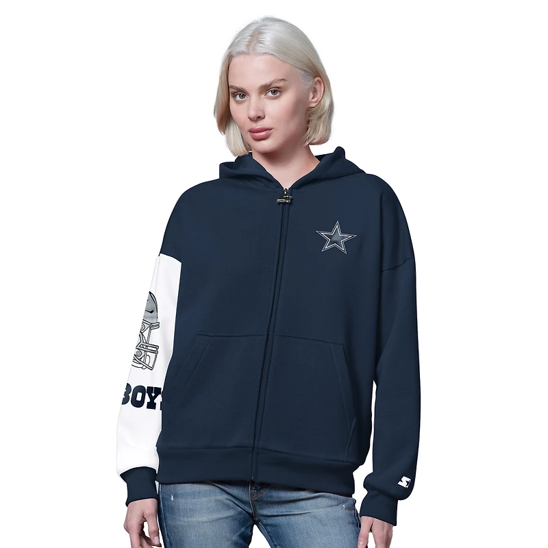 Sweat à capuche zippé bleu marine pour femme des Cowboys de Dallas, 4e essai