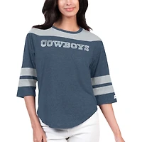 Women's Starter Navy Dallas Cowboys Fullback Tri-Blend 3/4-Sleeve T-Shirt